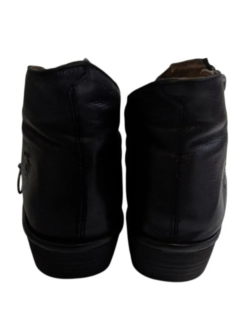 Fly London Poro Y2K Black Leather Wedge Zip Ankle Boots Booties Size 38 US 7.5